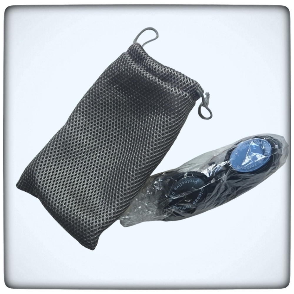 Black Swimming Goggles with Pouch-OS
